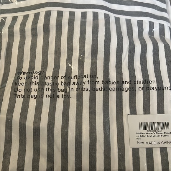 NWT thefabland Amazon Rayon Black Stripe Shirt Sz M - Picture 3 of 3